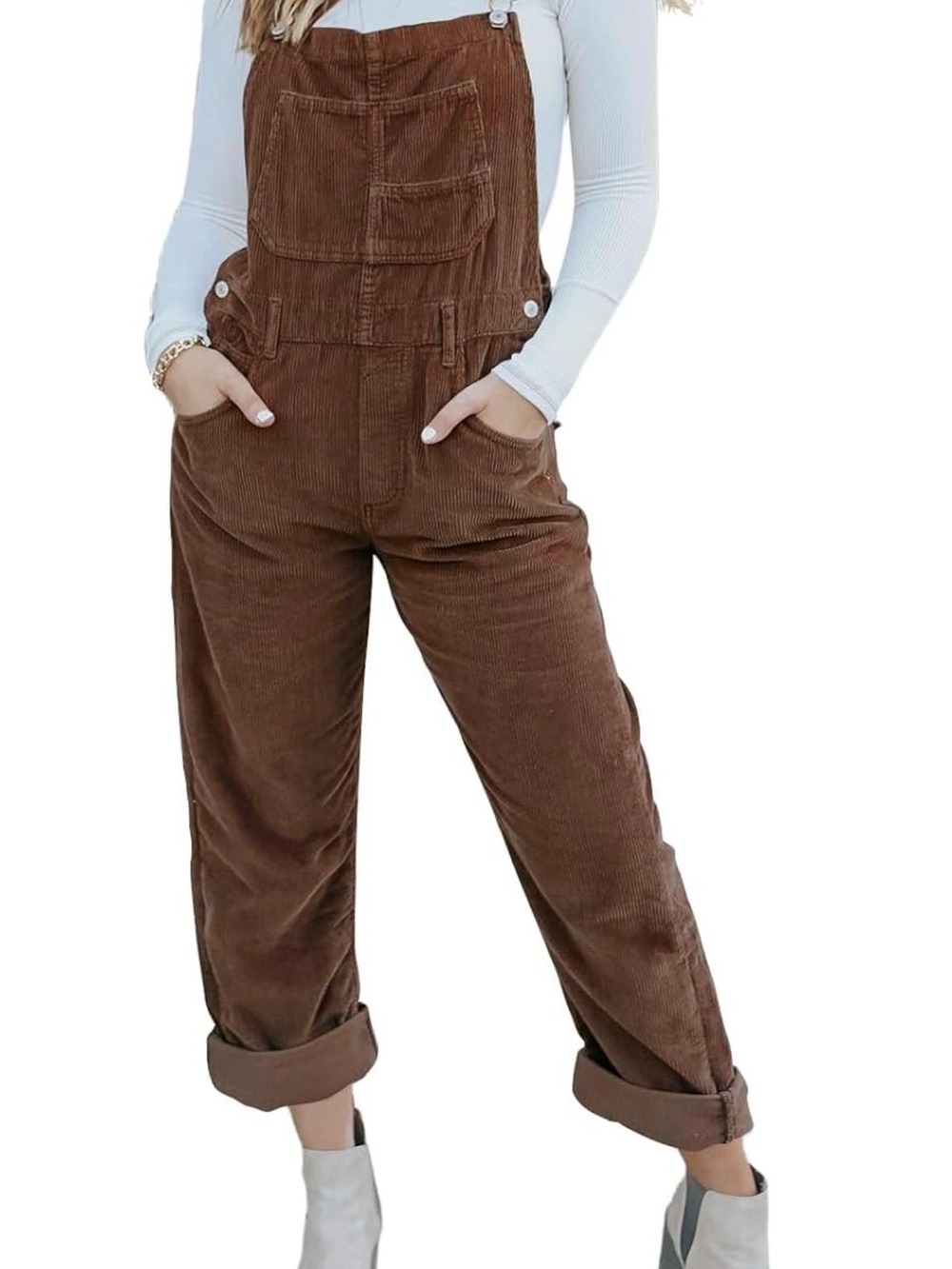 Women’s Brown Corduroy Overalls